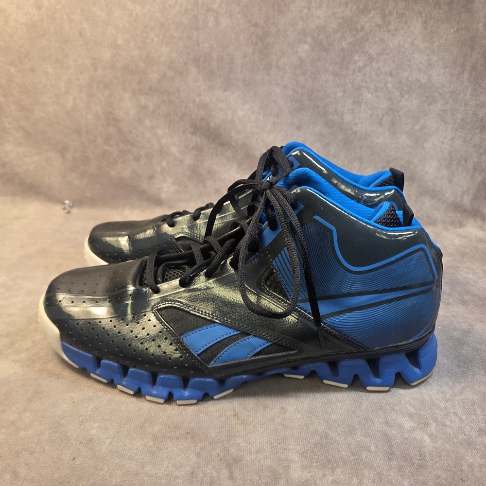 Reebok John Wall ZigTech Mens Basketball Shoes Blk Blue Mid Top Sneakers SZ 11.5